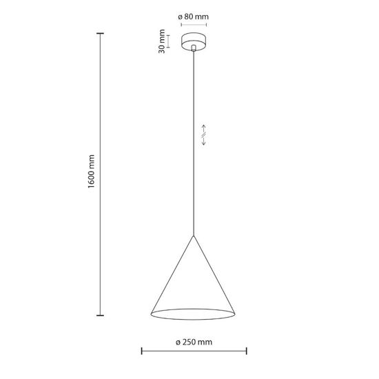 Lampadario arancione per cucina moderna forma cono 25cm